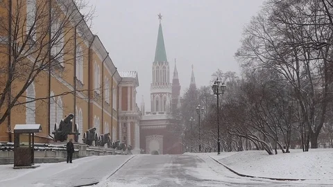 Moscow under the snow Stock Footage 84295615