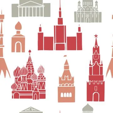 Moscow. Vector seamless pattern. Stock Illustration