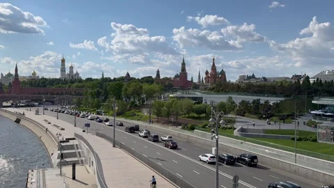 Moscow view of the Kremlin on a summer day. Russia Moscow Stock Footage 280476815