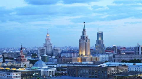 Moscow was getting dark timelapse Video stock 11097608