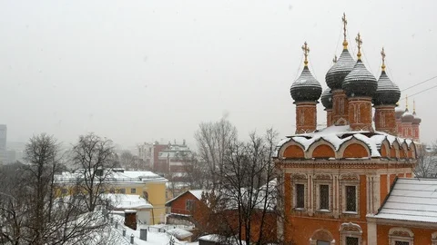 Moscow winter, it is snowing. Stock Footage 102374205