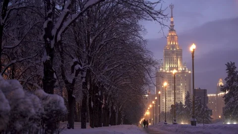Moscow winter snow 5 스톡 동영상 87649197