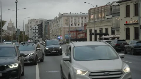 Moscow,August 9,2024:Intersection of the carriageway of central street of Moscow Stock Footage 320902001