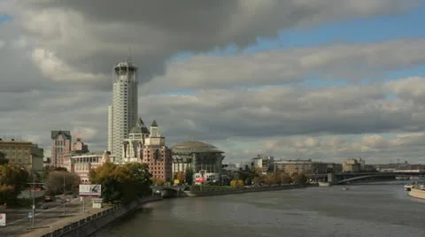 Moscow.Timelapse in motion of the skyscraper of Music house Stock Footage 22331053