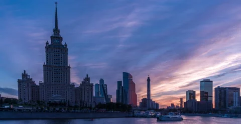 Moscu River Sunset Stock Footage 130215303