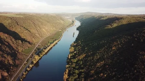 The Moselle river in Germany Stock Footage