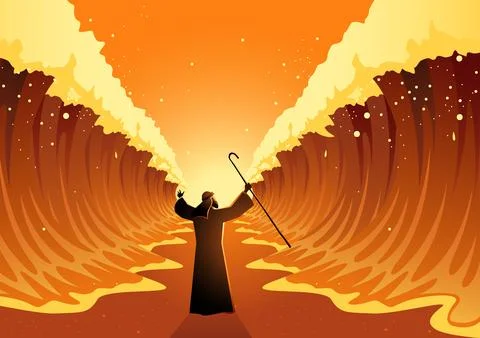 Moses and The Red Sea Stock Illustration