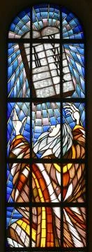  Moses and Ten Commandments Moses and Ten Commandments, stained glass Copy... Stock Photos
