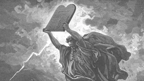 Moses breaking tablets Artwork by famed artist Gustave Doré 1966 Stock Footage 262467598