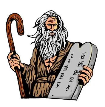 Moses carrying the ten commandments on a tablet Stock Illustration