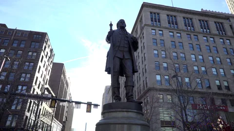 Moses Cleveland Statue Stock Footage 165227499