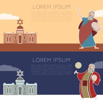 Moses flat  banner Stock Illustration
