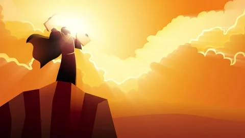 Moses held two stone tablets containing the ten commandments Stock Footage 278234926