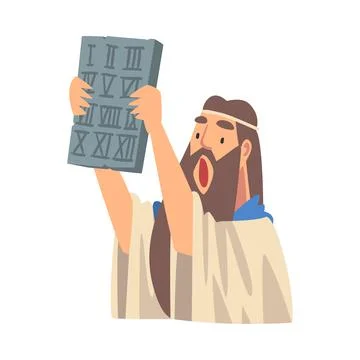 Moses Holding Table of the Covenant as Narrative from Bible Vector Illustration Stock Illustration