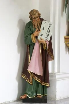 Moses holding the Ten Commandments Stock Photos