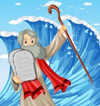 Moses holding the ten commandments stone Stock Illustration