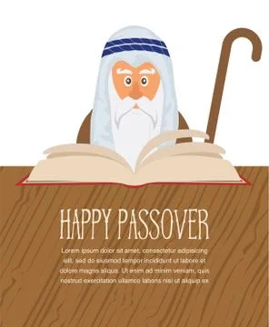 Moses reading Passover Haggadah Stock Illustration