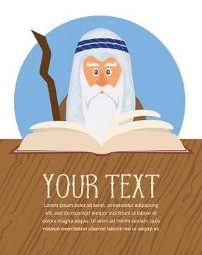 Moses reading Passover Haggadah Stock Illustration
