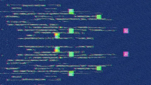 Moshed source code blocks blue chaos Stock Footage 167822741