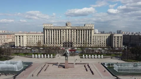 Moskovskaya Square is the largest square in Saint Petersburg, Russia Stock Footage 221137156