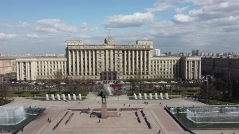 Moskovskaya Square is the largest square in Saint Petersburg, Russia Stock Footage 221137246