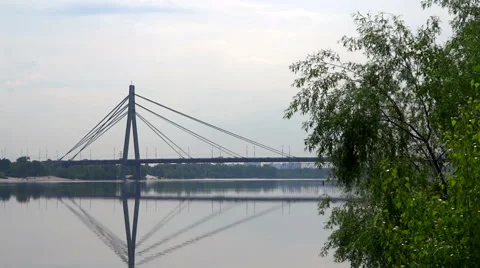 Moskovskyi Bridge view in Kyiv Stock Footage 63905457