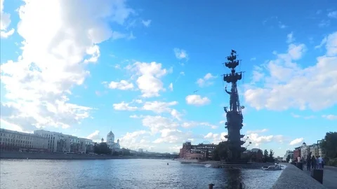Moskva river and monument timelapse 스톡 동영상 78017271