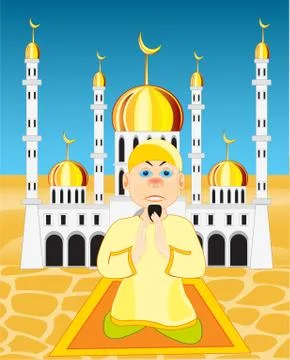 Moslem on background of the mosques Stock Illustration