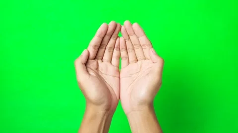 Moslem pray gesture then wipe onto face isolated on green screen chroma key Stock Footage 291912949