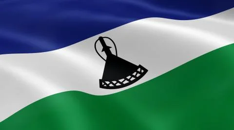 Mosotho flag in the wind Fotos Stock