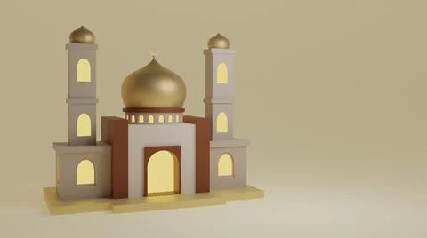 Mosque 3D illustration simple and minimalist Stock Illustration