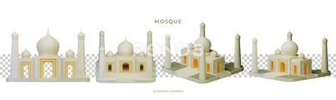 Mosque 3D Render Design Elements Modello PSD