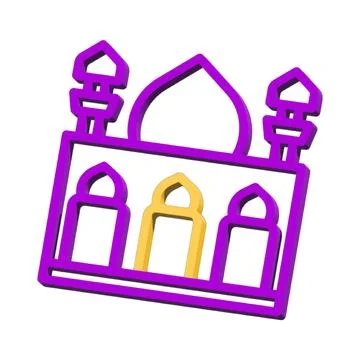 Mosque 3D symbol ramadan isolated on white background Photo illustration el.. イラスト素材