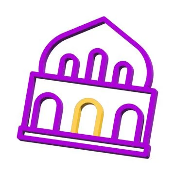 Mosque 3D symbol ramadan isolated on white background Photo illustration el.. Illustrazione stock