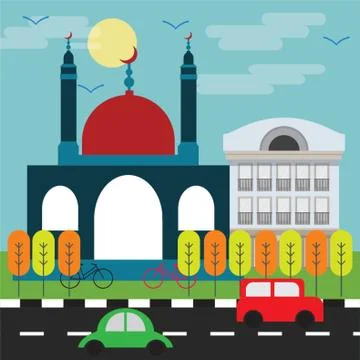 Mosque And Building Ilustración de archivo