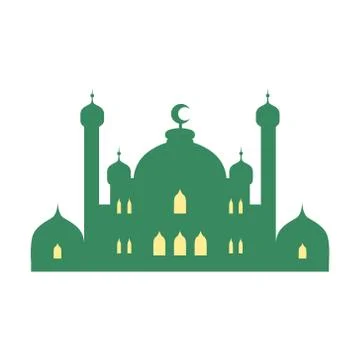 Mosque and minarets. Colorful vector illustration Stock Illustration