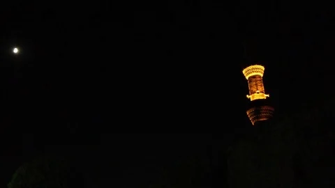 Mosque and the moon Stock Footage 83187017