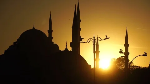 Mosque and silhoutte Stock Footage 82644651
