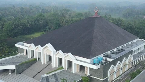 Mosque Architecture Aerial View Nature Greenery. Stock Footage 320441773