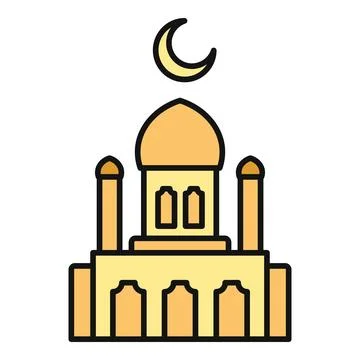 Mosque architecture with crescent moon symbol flat design 库存插图