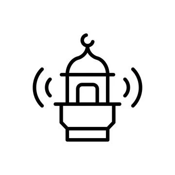 Mosque Azan Ramadan icon. Simple line vector elements of islam icons for ui and Illustrazione stock