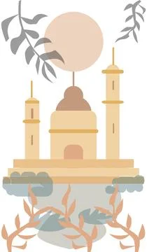 Mosque Background Modern Minimalist Vector and Illustration Stock Illustration