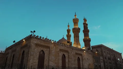 Mosque Begins To Light Up With The Arrival Of Evening Stock Footage 312583401