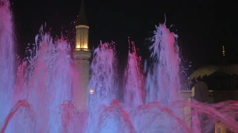 Mosque Behind The Fountains Stock Footage 46254106