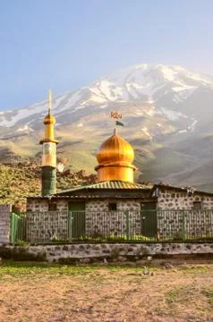 Mosque below Damavand Stock Photos