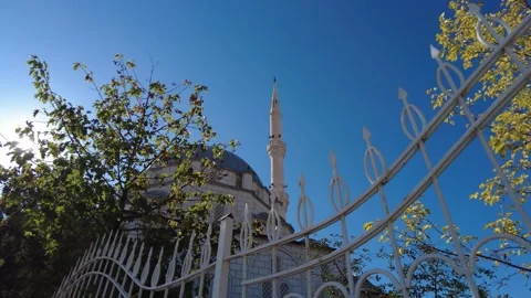 A mosque with a blue sky and a single minaret, a neighborhood mosque in Turke 動画素材 170090973