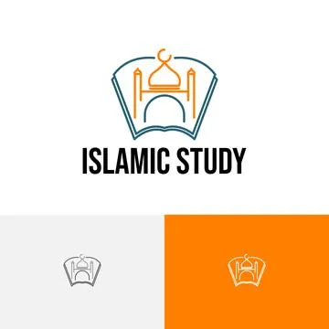 Mosque Book Islamic Center Study Islam Muslim Community Line Style Logo Stock Illustration