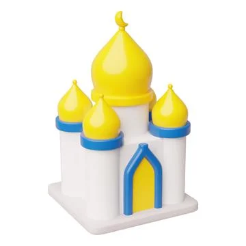 Mosque building 3D style vector icon, Islamic religious worship house, cartoon Ilustración de archivo