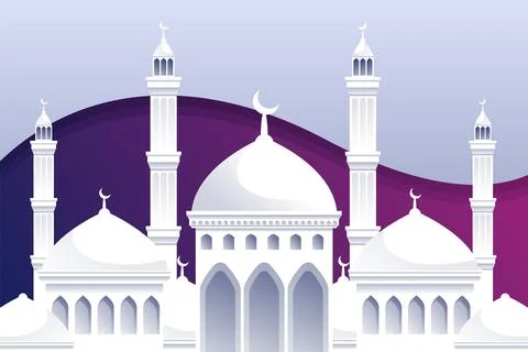 Mosque building concept background, cartoon style Ilustración de archivo