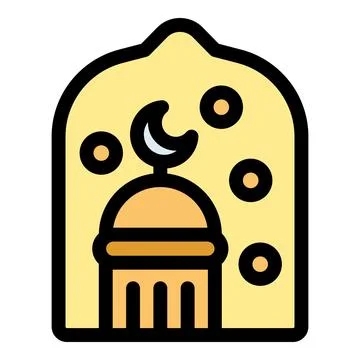 Mosque building with crescent moon and stars representing islam religion Ilustración de archivo